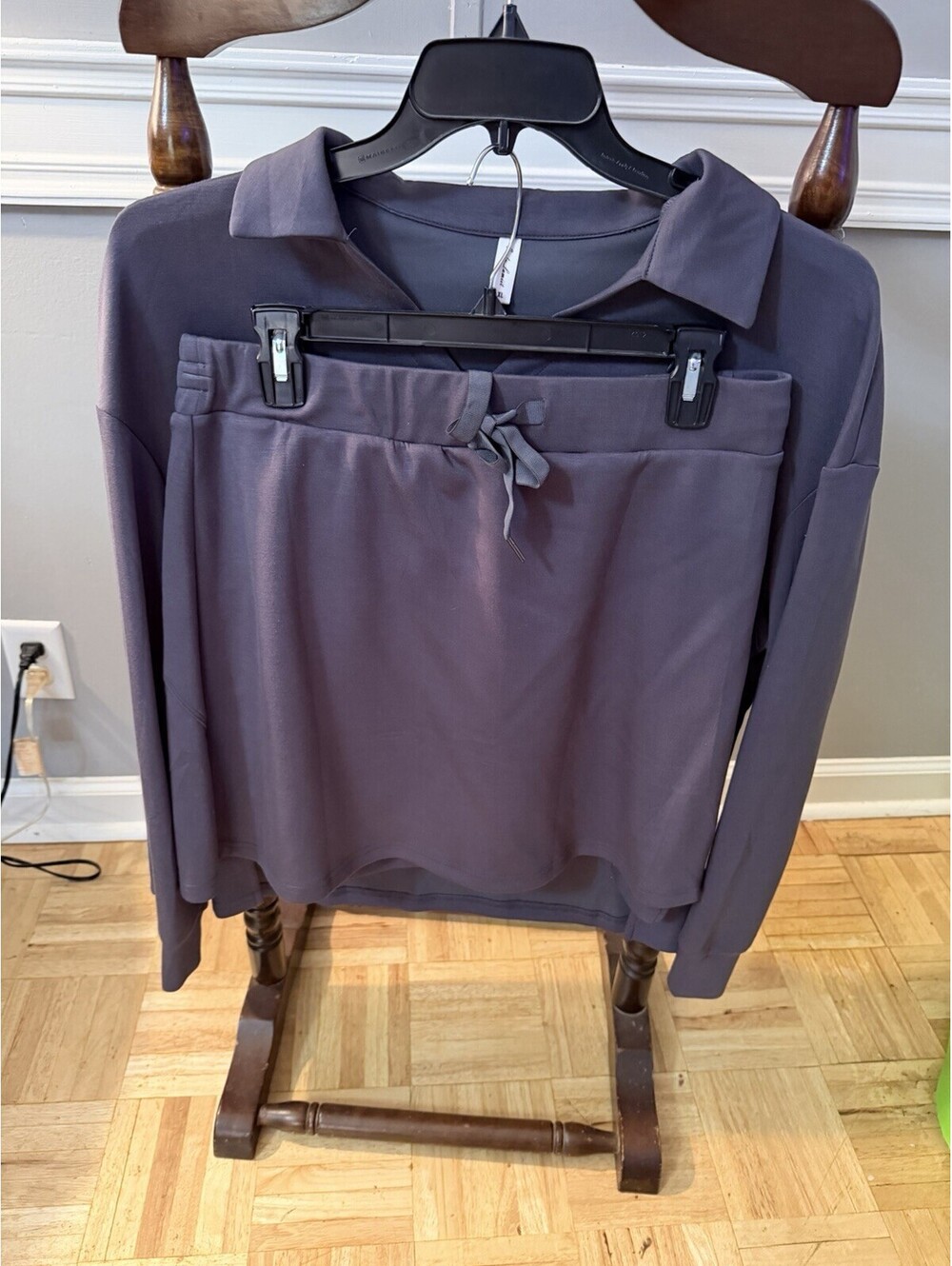 Casly Lamiit Collared Shirt With Mini Skirt Set  - Shorts Underneath Dark Gray